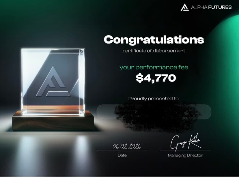Alpha Futures payout — $1,350